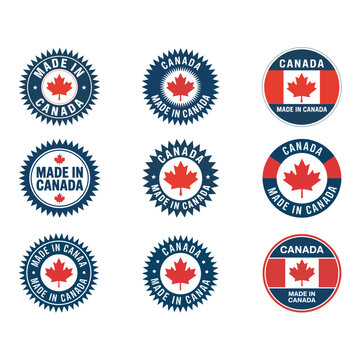 Made in Canada badges and labels, vector illustration