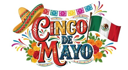 Fototapeta premium Vibrant celebration graphic of cinco de mayo festivity