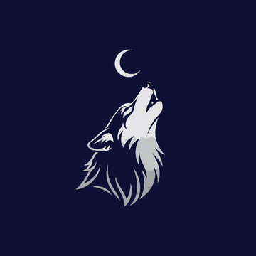 Wolf howling at the moon alone.