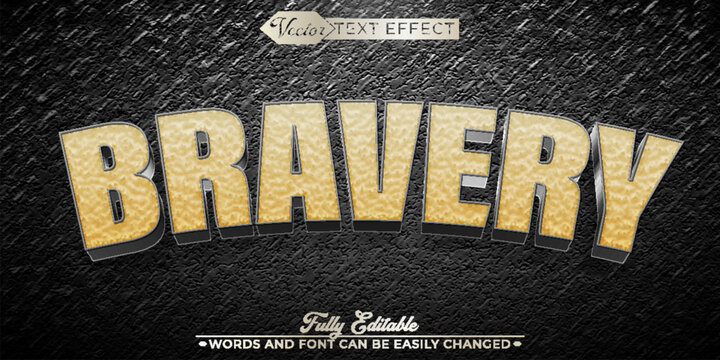  Courageous Bravey Heroic Strength Typography Vector Fully Editable Smart Object Text Effect