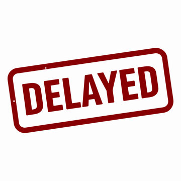 Vintage Distress Stamp Graphic Banner for 'Delayed' Status Update, Warning Sign, Shipping Delay Concept