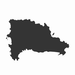 Fototapeta premium Vintage Flat Vector Map Silhouette of the Dominican Republic Island, Caribbean Tourism and Geography Graphic