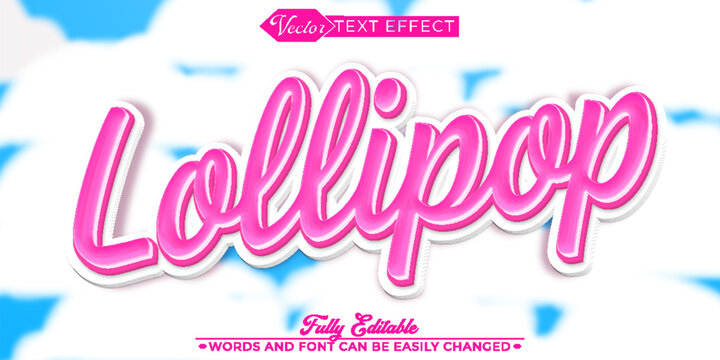 Sweet Lollipop Candy Colorful Typography Vector Fully Editable Smart Object Text Effect