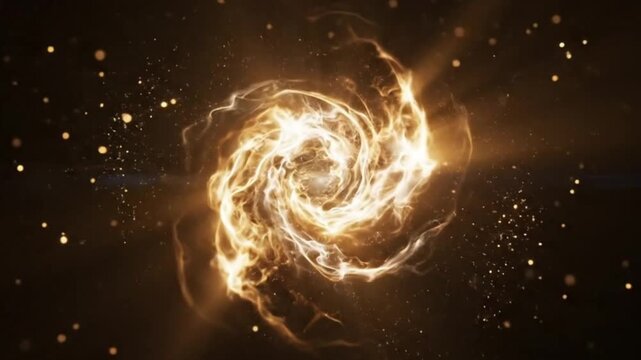 Ethereal Seraphim Golden Light Spiral in Cosmic Dark Space