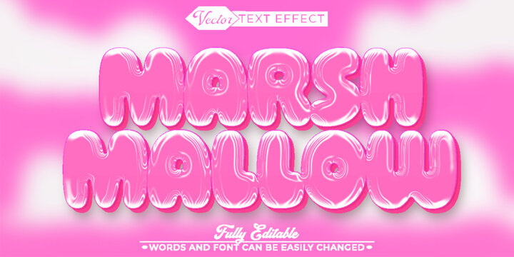  Soft Marshmallow Sweet Fluffy Typography Vector Fully Editable Smart Object Text Effect