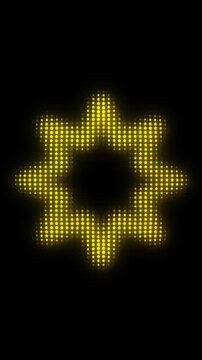 Golden Eight-Pointed Star Frame With Breathing Animation, Glowing Star Particles on Dark Background, Pulsing Geometric Shape Border, 4K Seamless Loop, Vertical Video