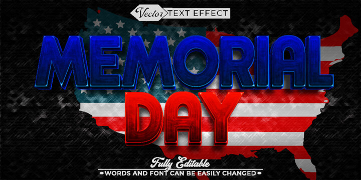 Patriotic America Memorial Day Tribute Typography Vector Fully Editable Smart Object Text Effect