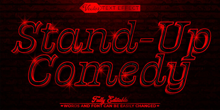  Funny Stand Up Comedy Show Typography Vector Fully Editable Smart Object Text Effect