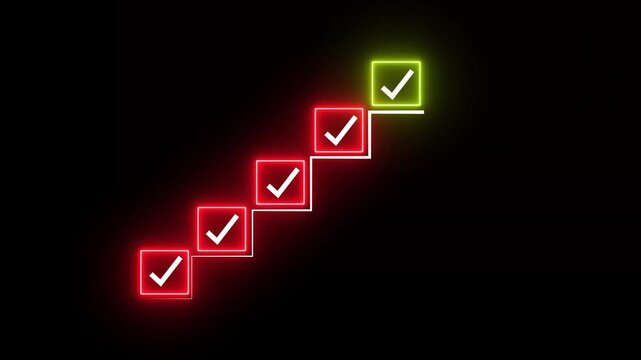 Checklist and task progress tracking concept on transparent background. Productivity, goal setting, and efficient project management. Motion graphics of progress icons. 4k video animation.