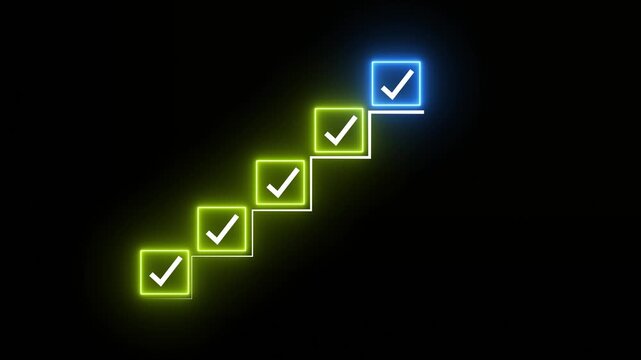 Checklist and task progress tracking concept on transparent background. Productivity, goal setting, and efficient project management. Motion graphics of progress icons. 4k video animation.