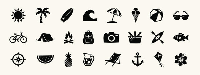 Fototapeta premium Summer and Outdoor Travel Icon Set