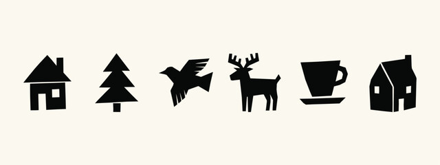 Scandinavian Minimalist Silhouette Icon Set © thetwelvesense