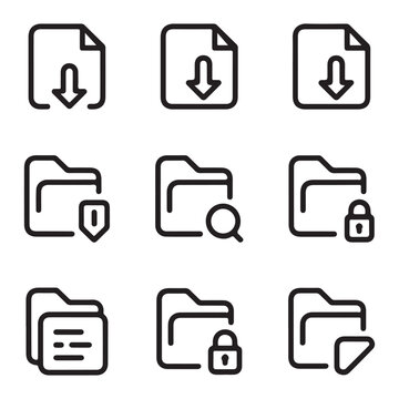 file management cloud storage outline icon set vector system