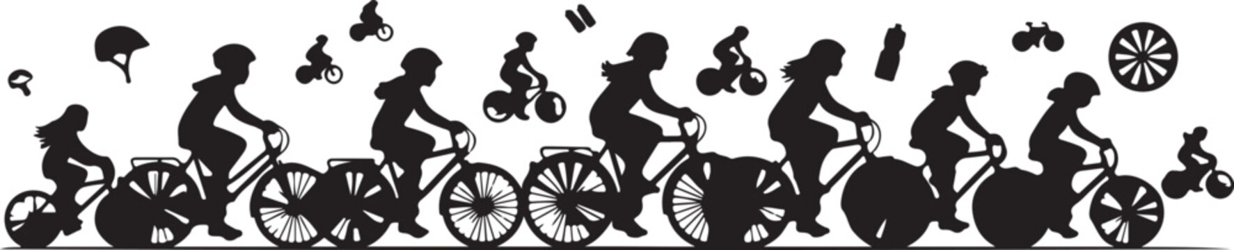 Men and women dressed in sports clothes running marathon race. Participants of athletics event trying to outrun each other. Flat cartoon characters isolated on white background. Vector illustration.