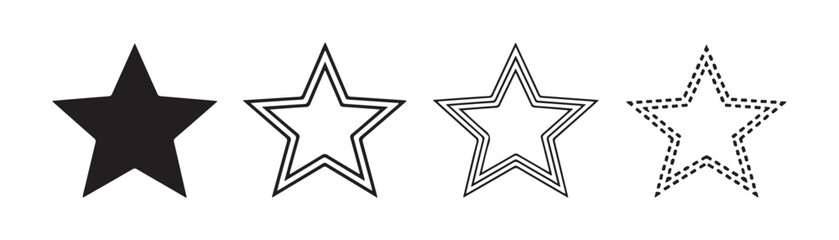 Obraz premium Set of four star icons in different styles isolated on transparent background vector illustration.