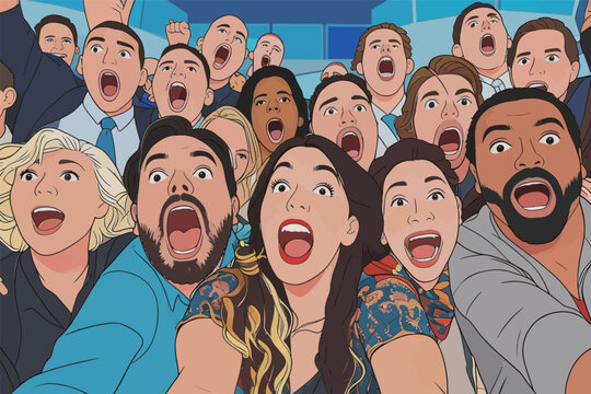 Excited Diverse Group of People Reacting