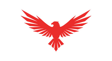 Red bird flying with wings spread. © Pletuk