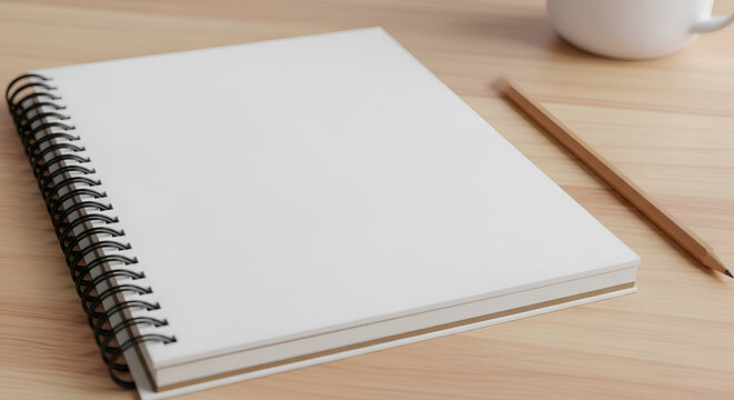 Spiral bound notebook and pencil desk.