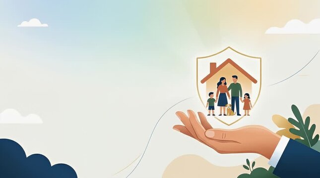 Family Protection Concept with Home Icon in Hand Illustration