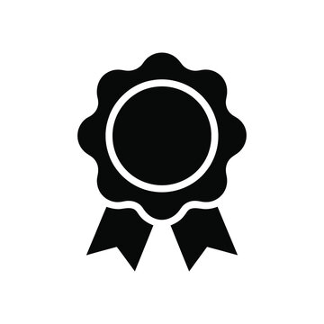 Black rosette ribbon icon isolated on white background for awards symbol