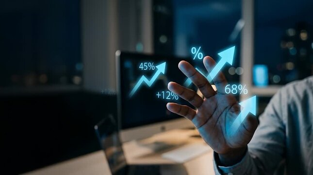 Holographic Data Analytics Graphs Floating Above Hand