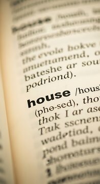 Dictionary Page with the Word House.