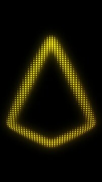 Golden Triangle Pyramid Frame With Breathing Animation, Glowing Star Particles on Dark Background, Pulsing Geometric Shape Border, 4K Seamless Loop, Vertical Video