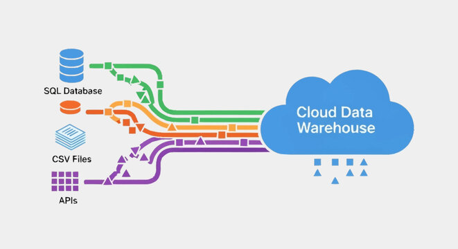 Cloud data warehouse architecture diagram.