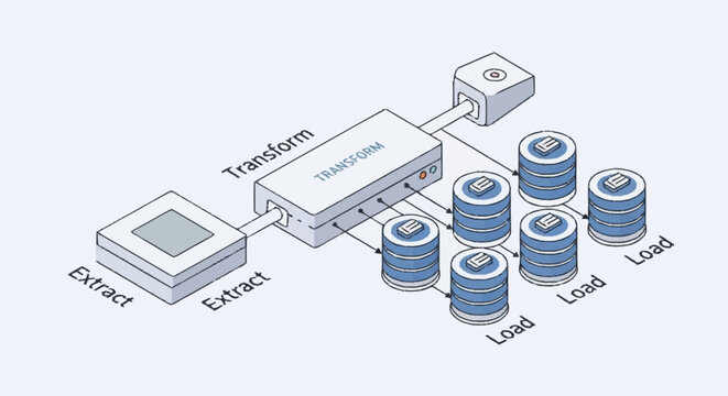 ETL process data integration flow.