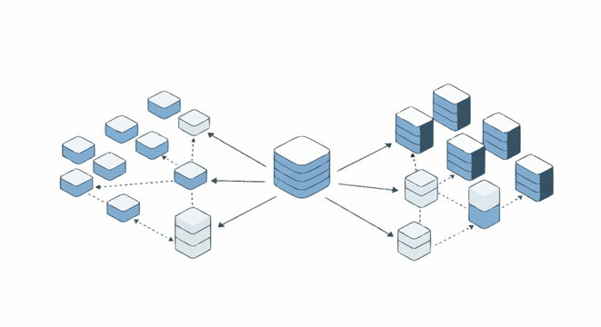 Network architecture with interconnected data servers.