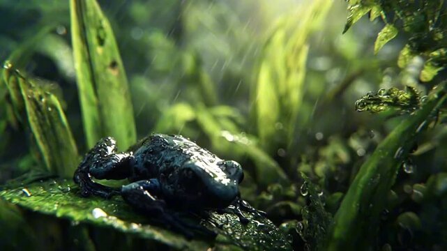 Poison Dart Frog in a Tropical Rainforest Environment