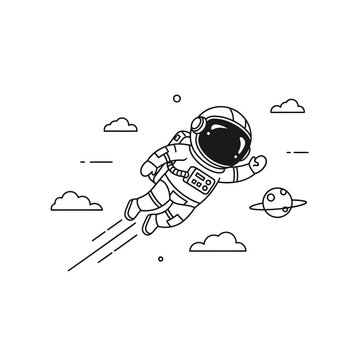 Astronaut in Space Suit Flying.