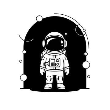 Astronaut in Space Suit Standing Alone.