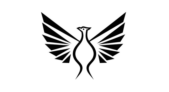 Black bird with spread wings silhouette.