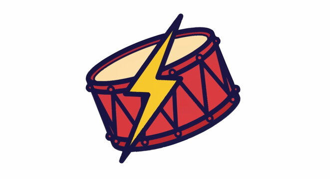 Red Drum with Yellow Lightning Bolt Symbol.