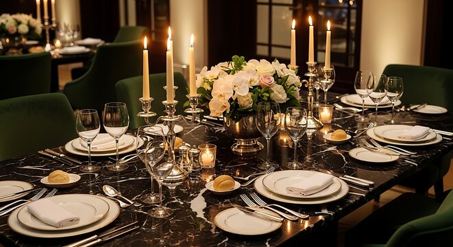 Formal Dining Table with Elegant Setting.