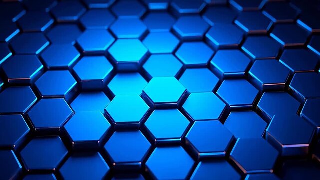 Blue hexagons on dark blue gradient