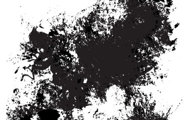 Fototapeta premium Abstract black ink splash texture. This grunge style design includes chaotic splatters, stains, and distressed patterns, ideal for overlays, posters, modern artwork, and digital creative projects