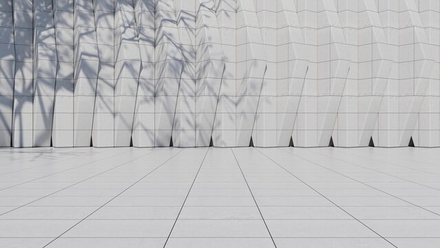 Modern white geometric wall and floor