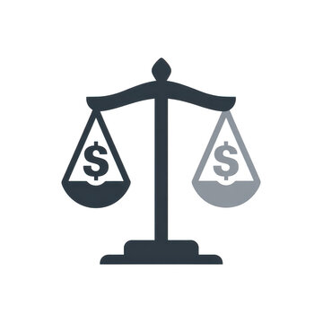 Balanced scales depicting financial equilibrium and economic parity