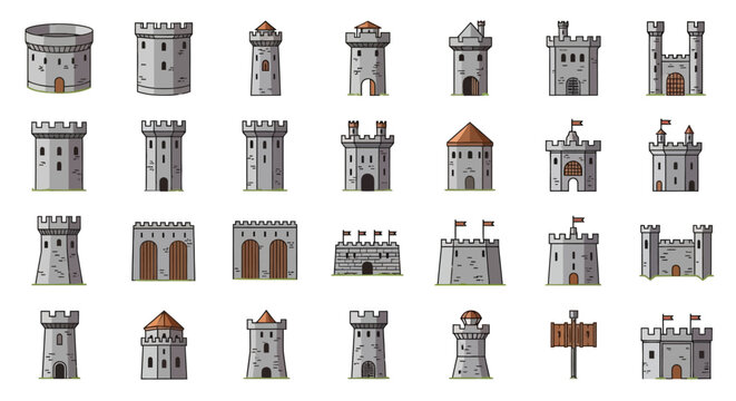 Collection of various castle towers.