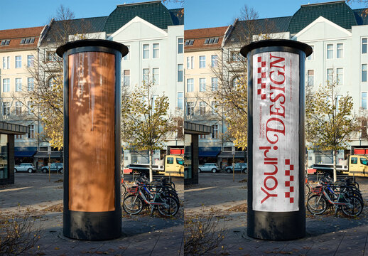 Mockup Of Customizable Signage In City