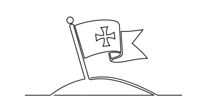 Flag with Cross Symbol Flying High.