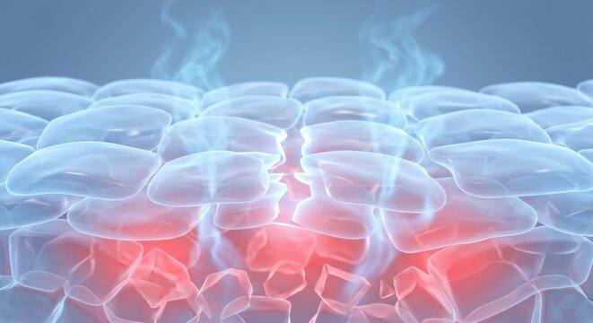 3D illustration of damaged skin barrier with moisture loss