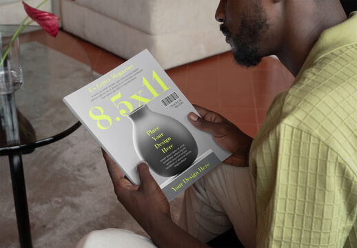 Mockup Of Man Holding Customized Us Letter Magazine