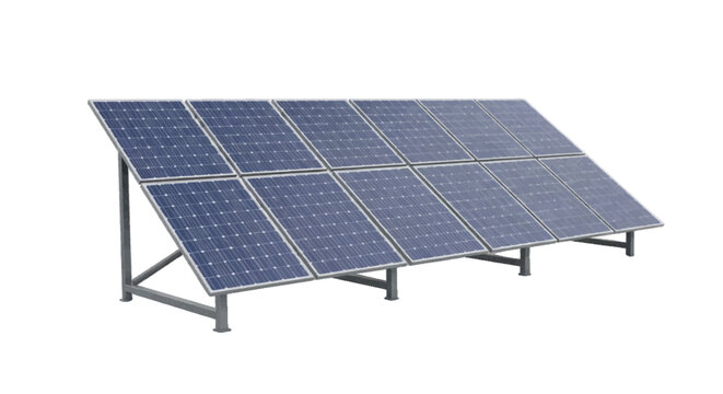 Vector illustration&nbsp;of solar panel array mounted on a metal frame on a transparent background