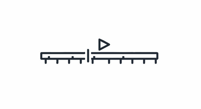 A simple line drawing of a timeline with a play button symbol