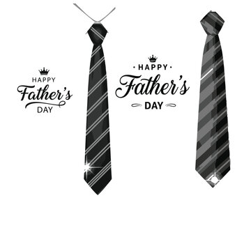 Happy Father's Day Vector Collection with Striped Neckties, Crown Icons and Elegant Typography