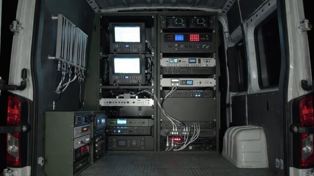 Advanced Mobile Technology Equipment in Custom Van Interior Design