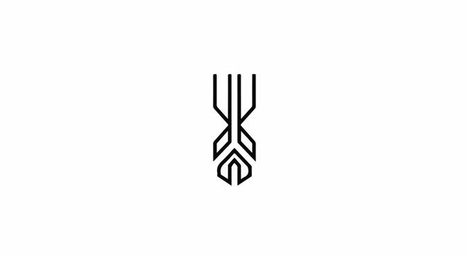 Abstract black geometric design on white background, vertical orientation